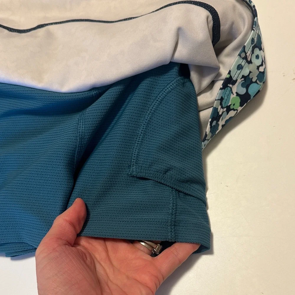 Athleta Floral Mini Skort in Blue and Green